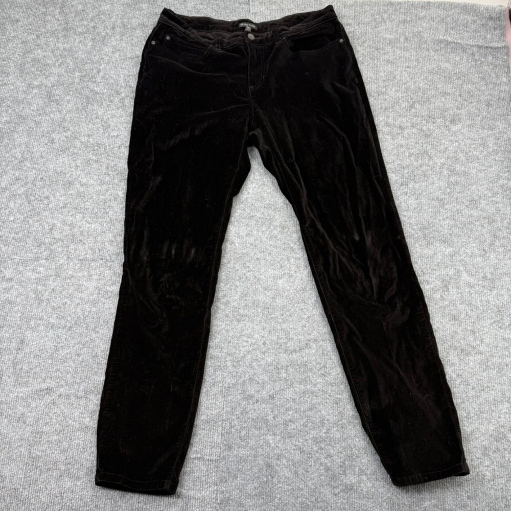 Eileen Fisher Velvet Pants Women 8 Black Dark Academia Goth Whimsy Minimalist